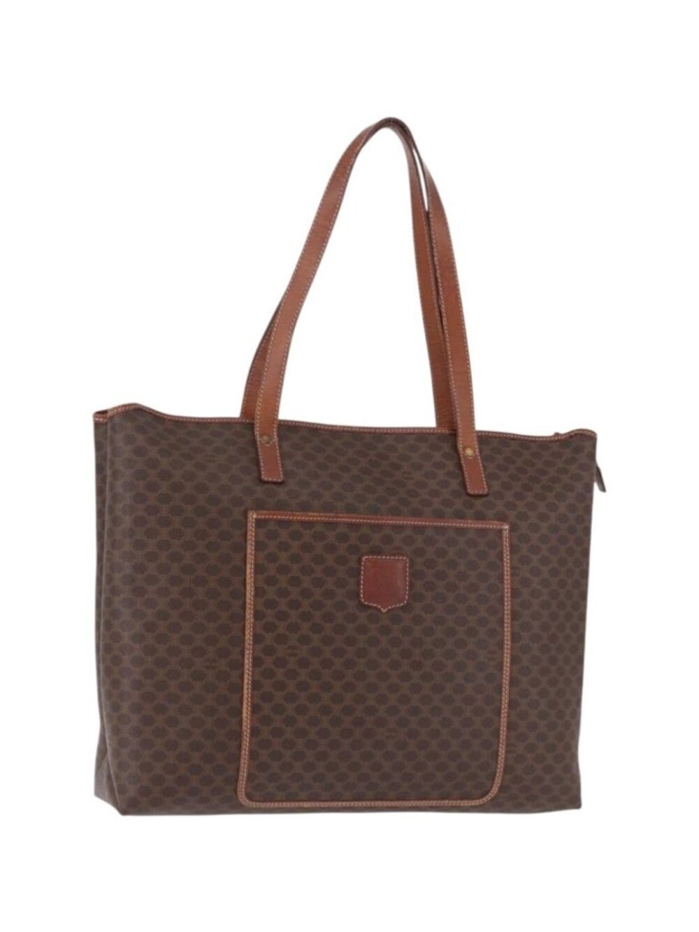 CELINE Macadam Canvas Tote Bag PVC Leather Brown Gold